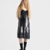 Embroidered Velvet Dress with Sequins and Lace