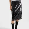 Embroidered Velvet Midi-Skirt