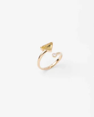 Eternal Gold Contraria Ring in Yellow Gold with Diamond and Green Quartz