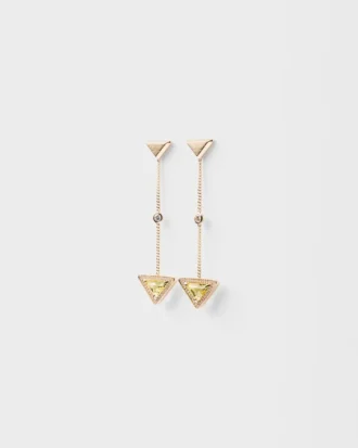 Eternal Gold Drop Earrings in Yellow Gold with Diamonds and Green Quartz