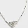Eternal Gold Micro Triangle Pendant Necklace in White Gold and Diamonds