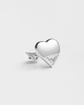 Eternal Gold Nano Heart Single Earring in White Gold with Laboratory-Grown Diamond