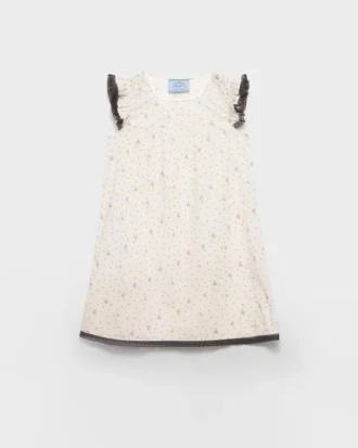 Floral Print Cotton Batiste Mini-Dress