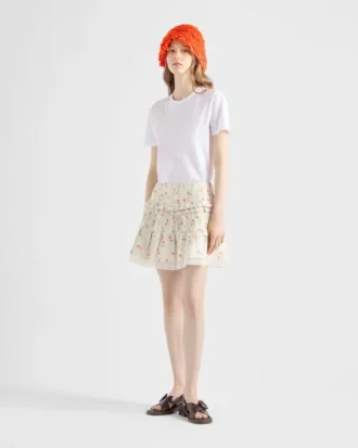 Floral Print Linen Miniskirt