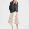 Floral Print Quilted Satin Circle Skirt