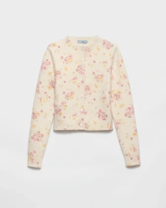 Floral Print Wool Cardigan