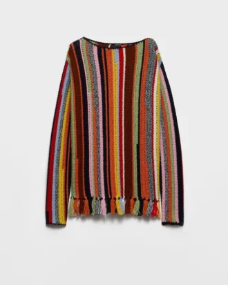 Fringed Multicolored Wool Sweater