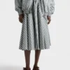Full Checked Chambray Skirt