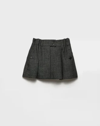 Gingham Check Moulina Wool Miniskirt