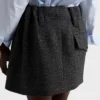 Gingham Check Moulina Wool Miniskirt