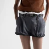Grisaille and Antiqued Satin Shorts