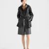 Hooded Nappa Leather and Fabric Caban Jacket