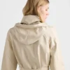 Hooded Nappa Leather and Fabric Coat