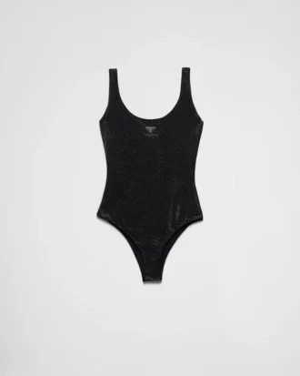 Jersey One-Piece Swimsuit with Rhinestones