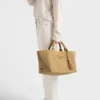 Large Crochet Tote Bag with Leather Details