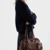 Large Washed Leather Top-Handle Bag