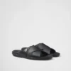Leather Crisscross Slides