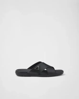 Leather Crisscross Slides