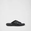 Leather Crisscross Slides