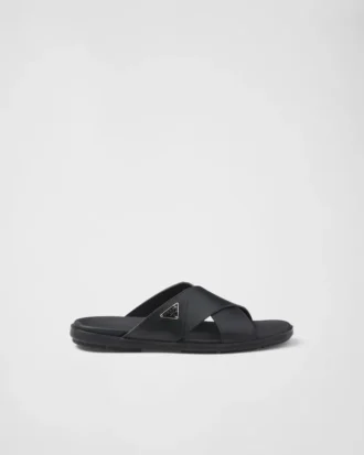 Leather Crisscross Slides