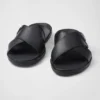 Leather Crisscross Slides