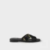 Leather Crisscross Slides with Buckle