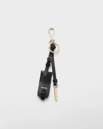 Leather Keychain Charm with Mirror Case