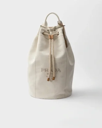 Linen Blend Drawstring Duffel Bag
