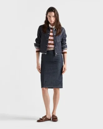 Long-Sleeved Bayadere Print Lisle Cotton T-Shirt