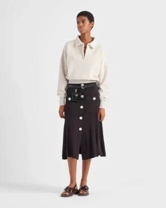 Long-Sleeved Cotton Fleece Polo Shirt