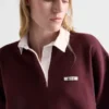 Long-Sleeved Cotton Fleece Polo Shirt