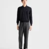 Long-Sleeved Superfine Wool Polo Sweater
