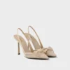 Mesh Fabric Slingback Pumps