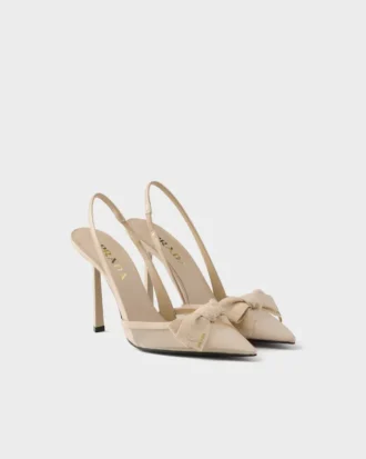 Mesh Fabric Slingback Pumps