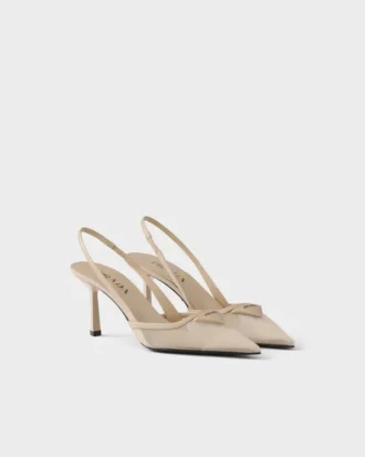 Mesh Fabric Slingback Pumps