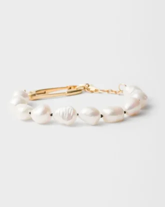 Metal Bracelet with Pearls