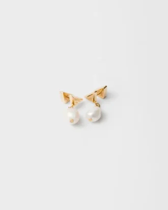 Metal Earrings with Pearls