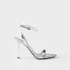 Metallic Leather High-Heeled Sandals