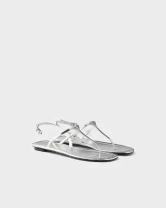 Metallic Leather Thong Sandals