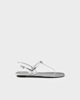 Metallic Leather Thong Sandals