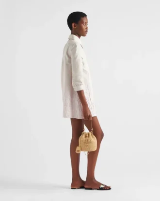 Mini Crochet and Leather Bucket Bag