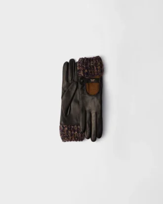 Nappa Leather and Malange Knit Gloves