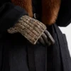 Nappa Leather and Malange Knit Gloves