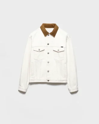 Old Denim Jacket with Leather Details