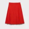 Pleated Gabardine Midi-Skirt