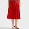 Pleated Gabardine Midi-Skirt