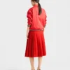 Pleated Gabardine Midi-Skirt