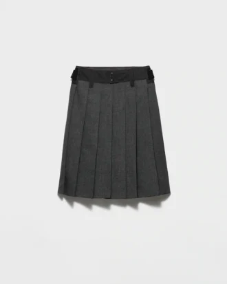 Pleated Hopsack and Technical Fabric Skirt