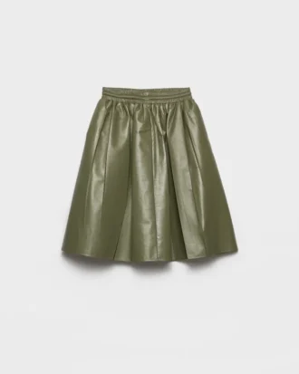 Pleated Nappa Leather Skirt