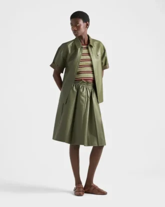 Pleated Nappa Leather Skirt